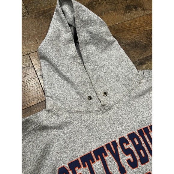 Vintage 90s Gettysburg College Big Spellout Hoodie Made In USA Grey Medium - Picture 8 of 11
